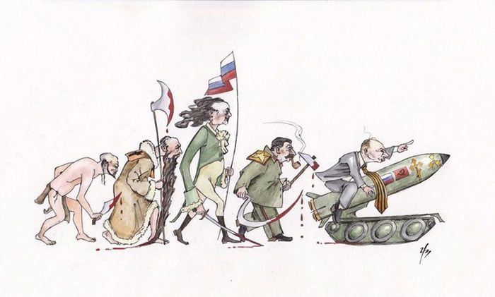 Ilustración que muestra la evolución rusa 
