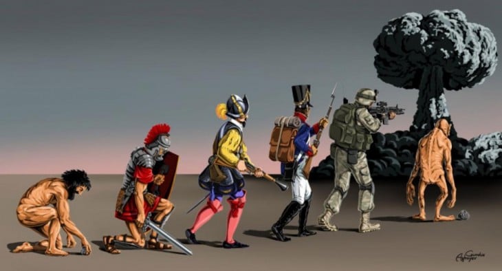 ilustración que muestra la evolución de la guerra 