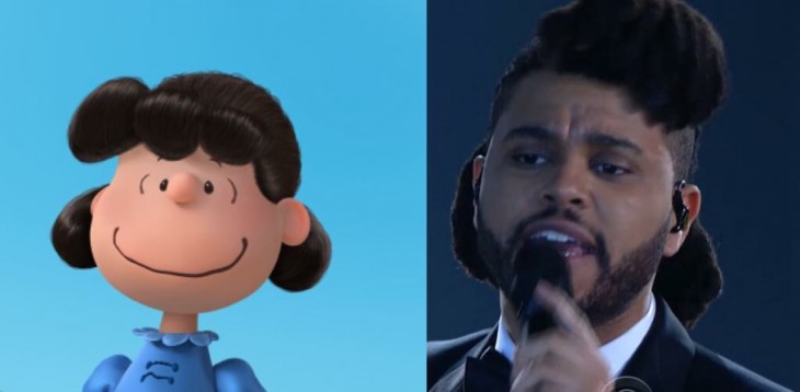 meme del peinado de weeknd con el de un personaje de snoopy y sus amigos 