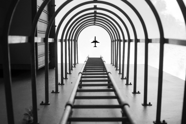 Fotografía "coger un avión en el aire" ganadora del premio anual por la empresa Nikon 