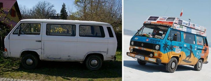 antes y después de una furgoneta 
