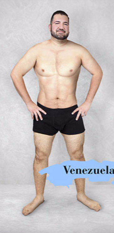 Imagen que muestra el cuerpo masculino estándar en Venezuela 