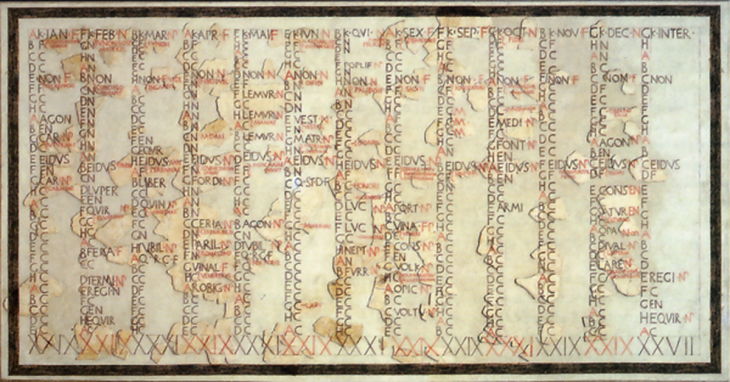 fotografía que muestra el calendario romano 