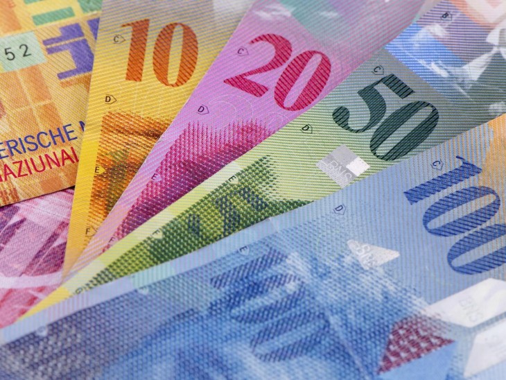 billetes de francos suizos 