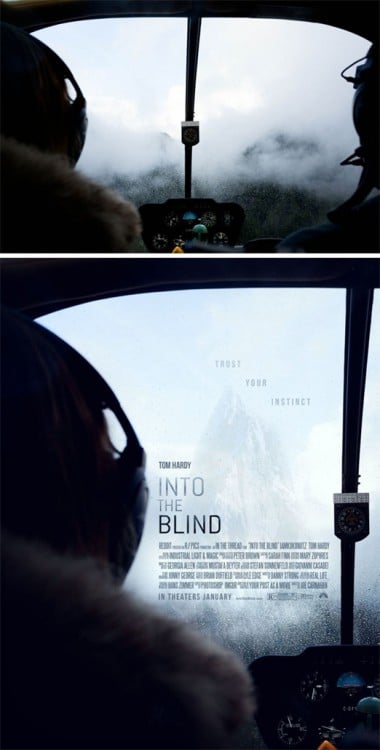 Poster falso de una película titulada "Into The Blind" 
