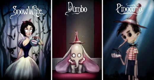 Los clásicos de disney al estilo Tim Burton