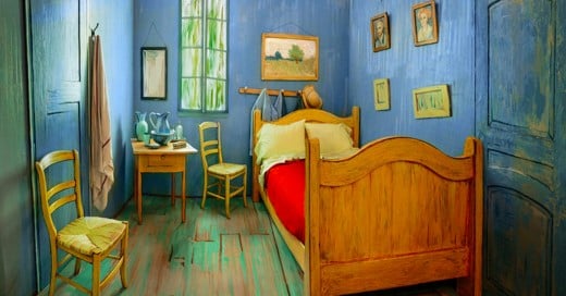 recrean "El dormitorio", del famoso pintor Vicent Van Gogh.