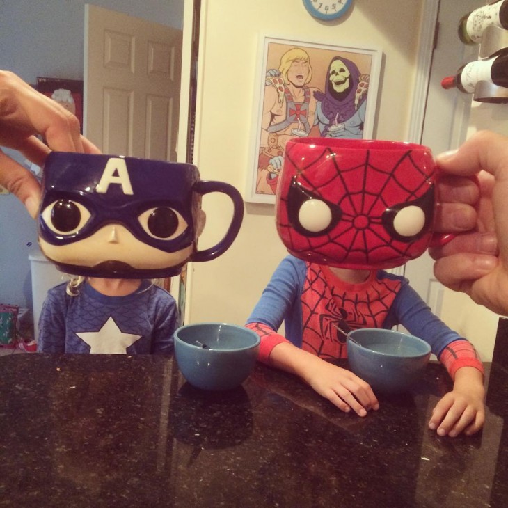 TAZAS CAPITAN AMERICA Y SPIDERMAN