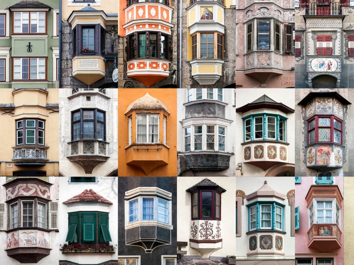 fotografías de diferentes colores y diseños en ventanas en Los Alpes 