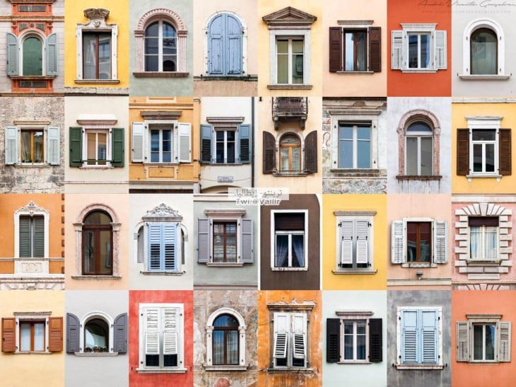 colores y formas de las ventanas en Trento por el fotógrafo portugués André Vicente Goncaves 