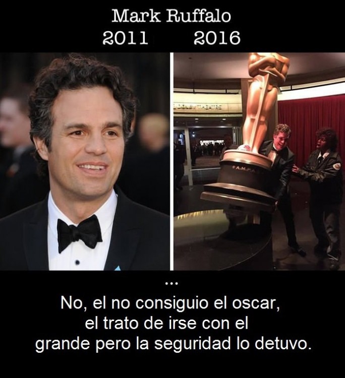 imagen comparativa de como ha cambiado Mark Ruffalo en su primer nominación al Óscar y en la actualidad 