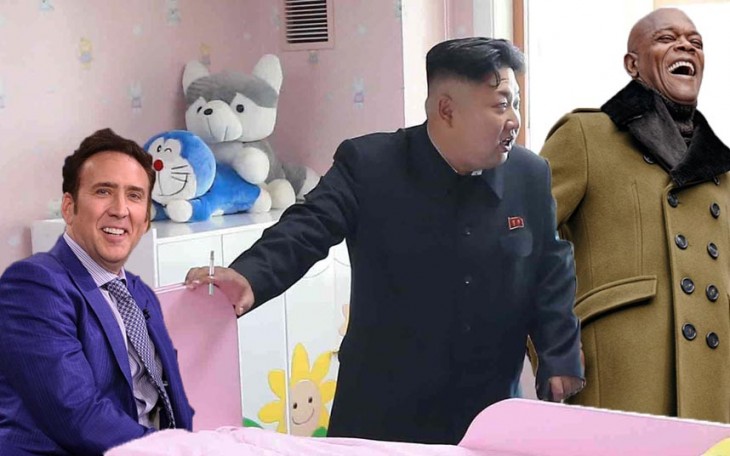 Batalla de Photoshop a Kim Jong Un fumando en un orfanato con el actor nicolas cage 