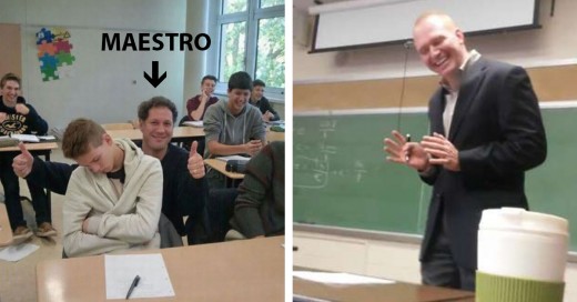 Maestros que se divierten con sus alumnos