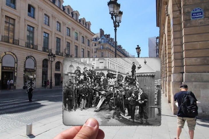 foto antigua y foto nueva de la plaza Vendome 