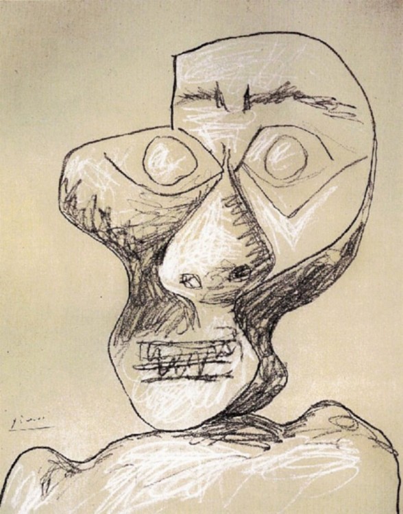 Autorretrato de Picasso hecho a sus 90 años el 2 de julio de 1972