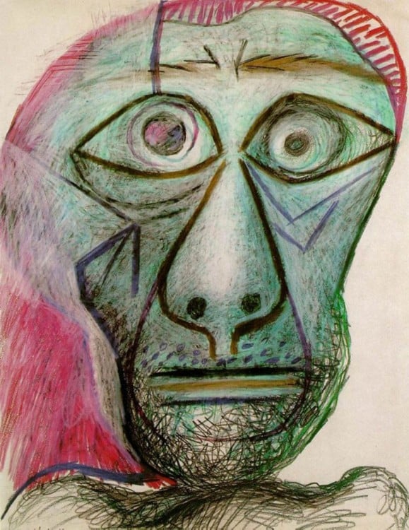 Autorretrato a cargo de Picasso hecha el 30 de junio de 1972 a sus 90 años de edad 