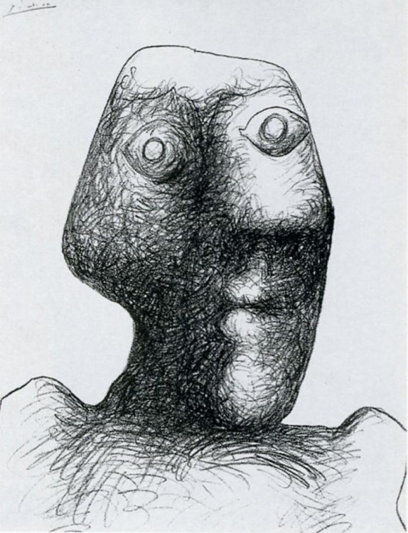 Autorretratos de Picasso hecho a sus 90 años el 3 de julio de 1972