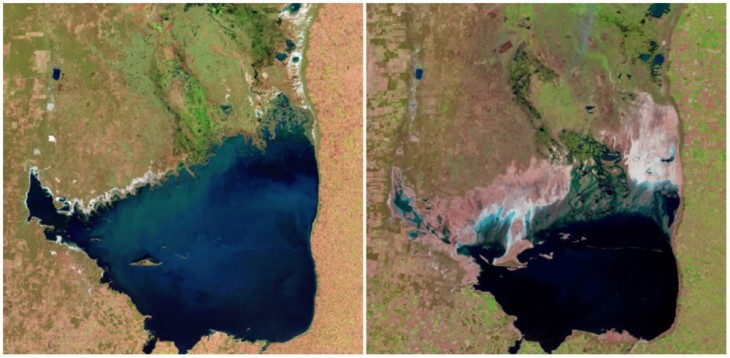 Lago Mar Chiquita, Argentina. Julio de1998 y septiembre de 2011