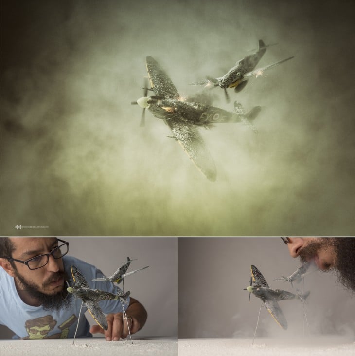 el fotógrafo Félix Hernández convirtió estos aviones de juguete en increíbles escenas 