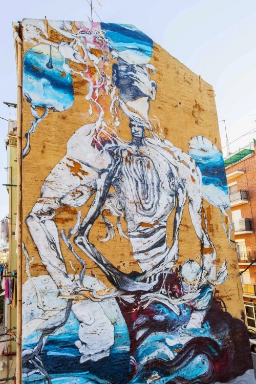 Increíbles obras de arte callejero en Madrid, España a cargo de laguna 