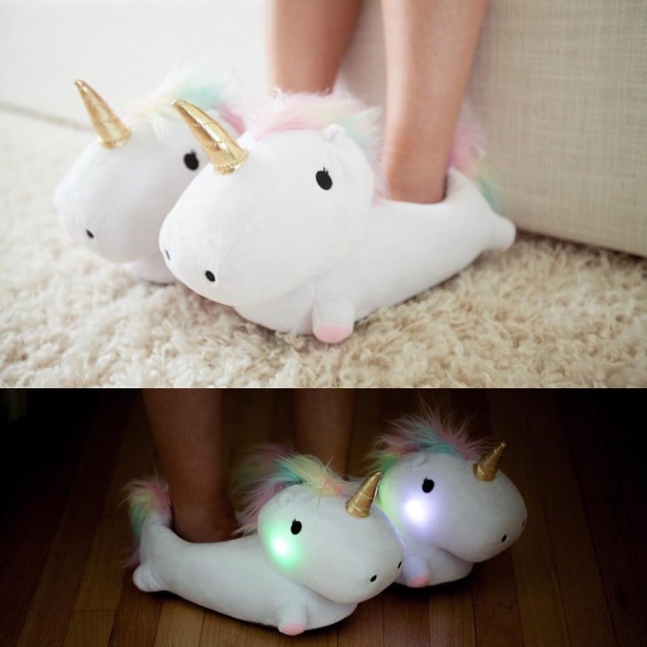 pantuflas de unicornio con luves led