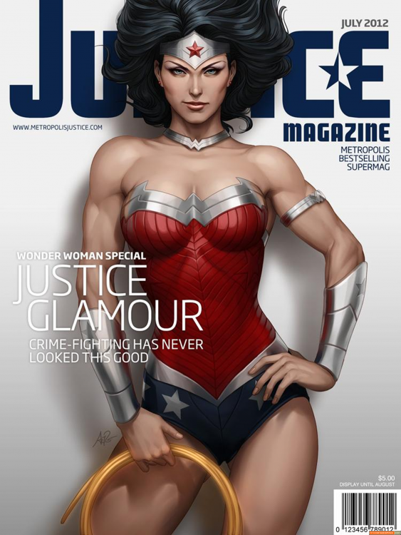 la mujer maravilla protagonizando la portada de la revista Justice 