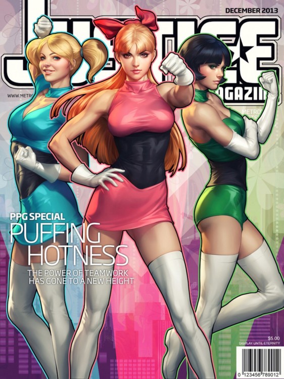 chicas superpoderosas en la portada de la revista Justice 