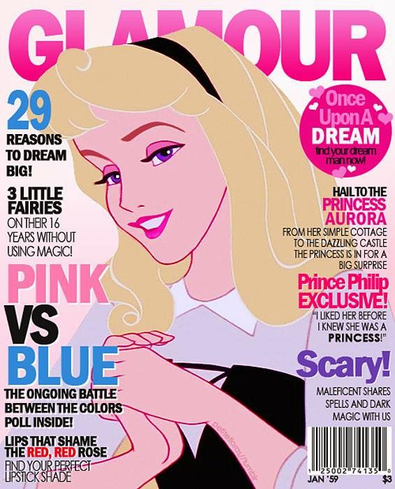 animación de la princesa aurora en la portada de la revista glamour 