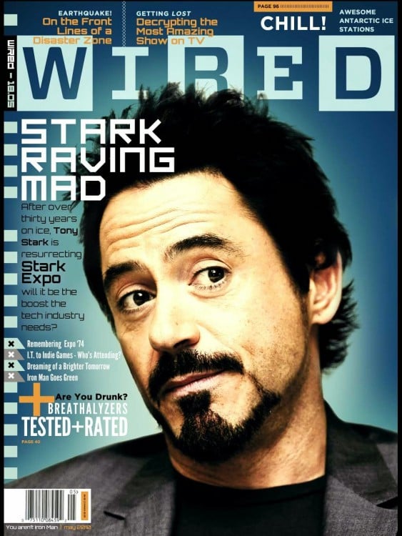 Tony Stark en la portada de una revista Wibed 