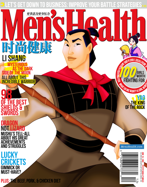 Shang de la película Mulan en la portada de la revista Men´s Health 