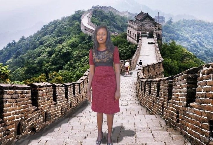 photoshop de la chica Seve Gat´s sobre la muralla china 