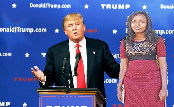 photoshop de la chica keniana a lado de Donald Trump 