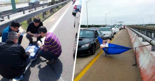 personas que supieron que hacer en el trafico