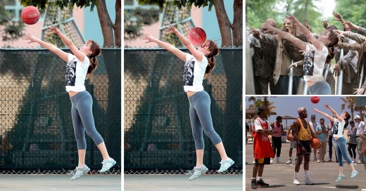 Jennifer Lawrence trolleada con photoshop jugando basketball