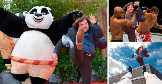 Batalla de photoshop a Jack Black, que durante la premiere de la reciente película Kung Fu Panda 3