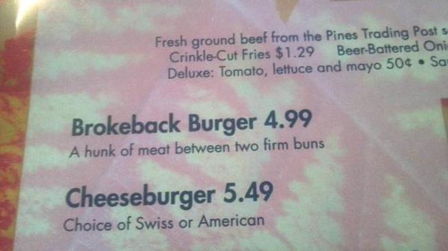 menú a lo brokeback burger