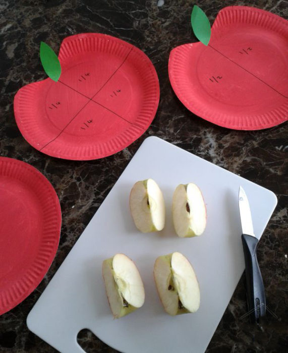 aprendiendo fracciones con manzanas 