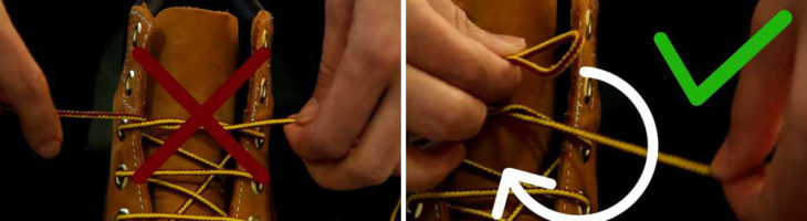 manera correcta de atar los cordones de los zapatos 