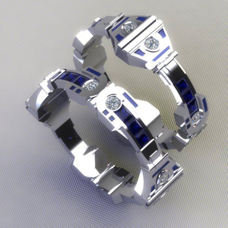 Anillo de compromiso con diseños de naves de Star Wars 