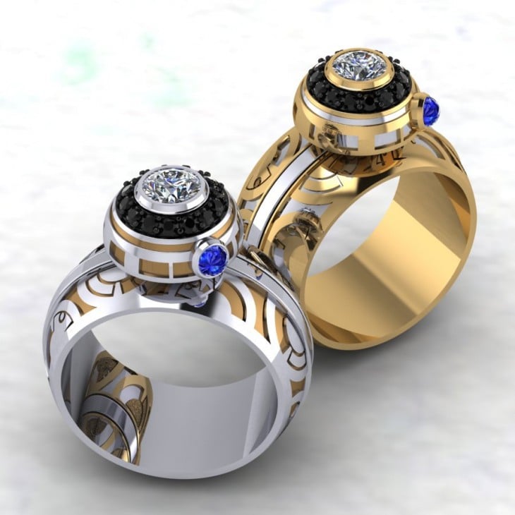 anillos de compromiso con el diseño de naves de Star Wars 