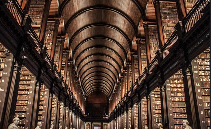 TECHO DE MADERA DE LA BIBLIOTECA DE DUBLÍN, IRLANDA