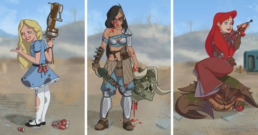 princesas de Disney como personajes del famosos videojuego Fallout 4