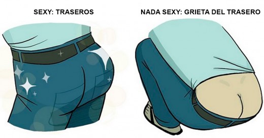 Ilustraciones que muestran lo que es y lo que no es sexy