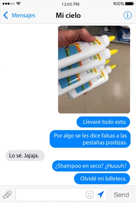 captura de pantalla de la conversación entre un chico y su novia comprando productos de belleza 
