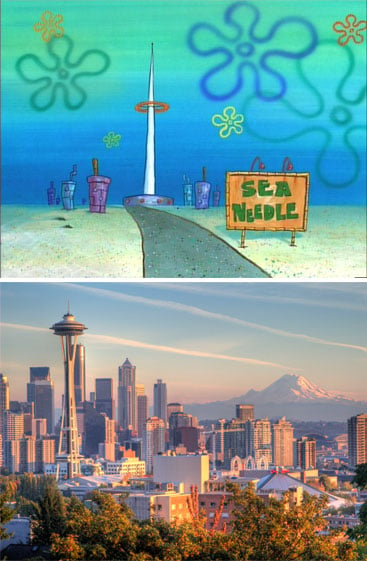 imagen comparativa de Fondo de Bikini con la Ciudad de Seattle