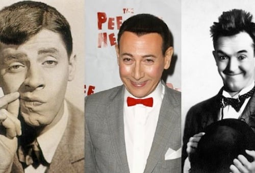 comediantes Jerry Lewis, Stan Laurenl y Pee-Wee Herman
