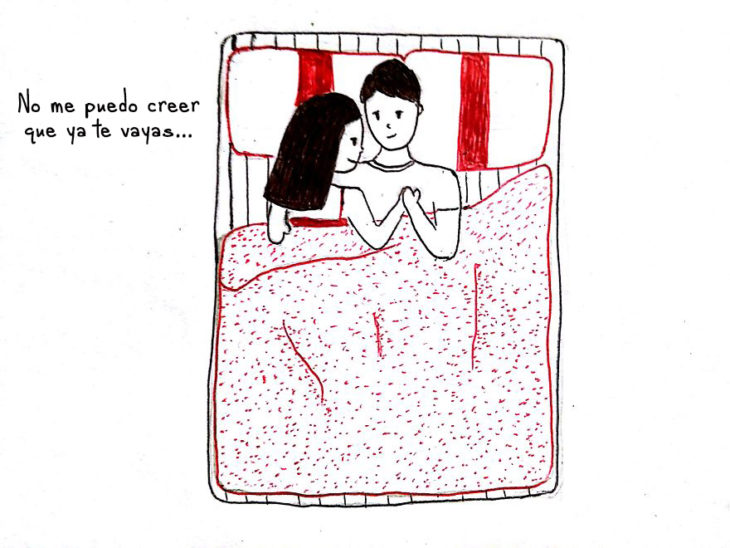 ilustración de una pareja acostada en una cama 