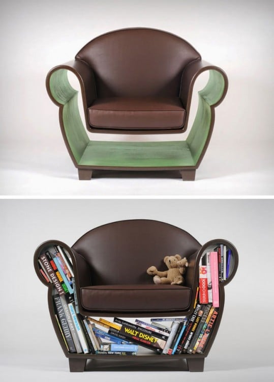 sillón con espacio para acomodar libros 