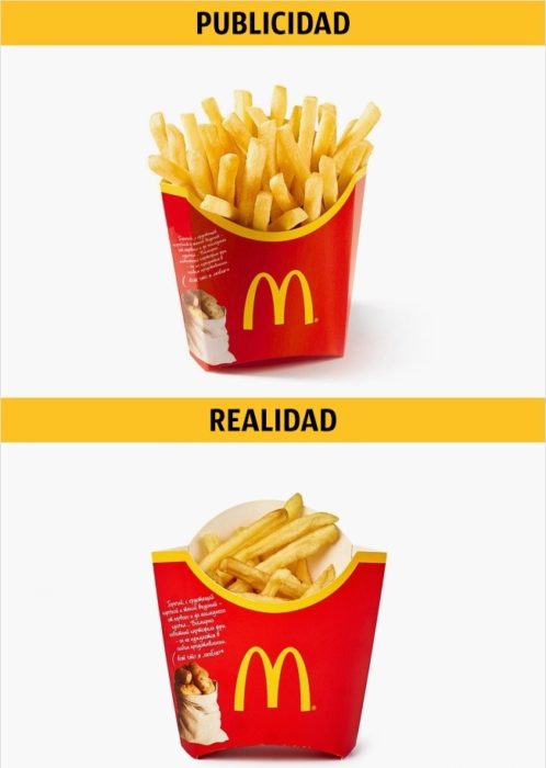 PUBLICIADA/REALIDAD, papas a la francesa de MC DONALDS