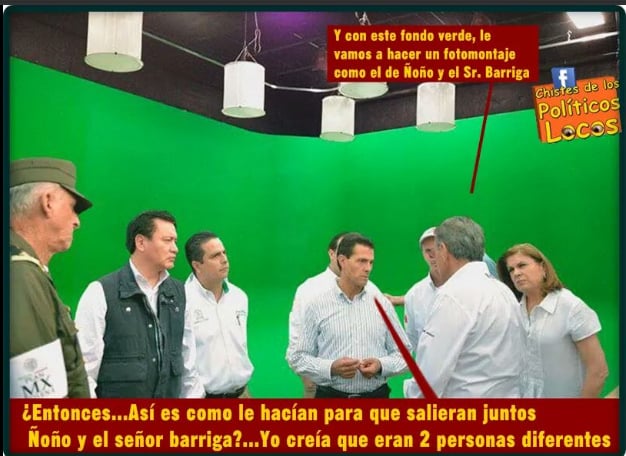 Memes de la visita de Peña Nieto a Pemex en Coatzacoalcos frente a un fondo en color verde 
